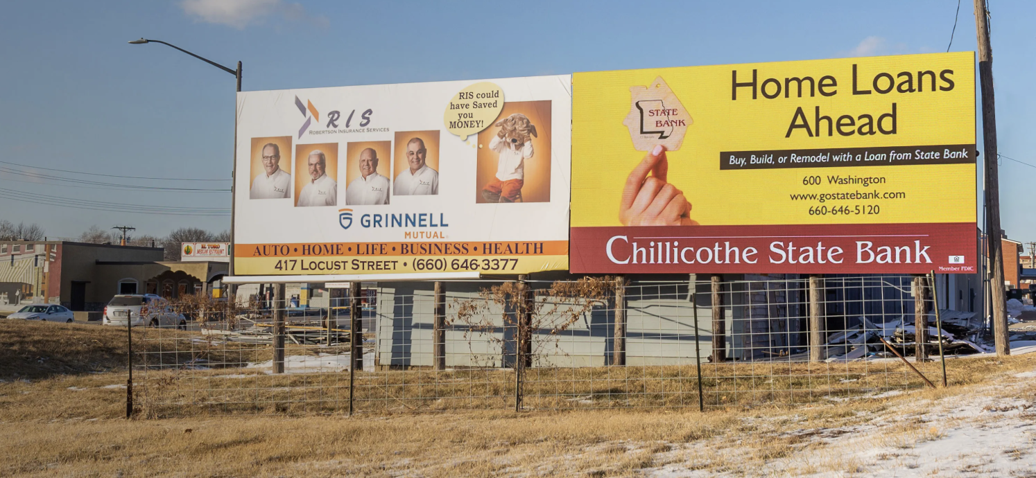 Comparison of traditional static signage and a digital LED sign