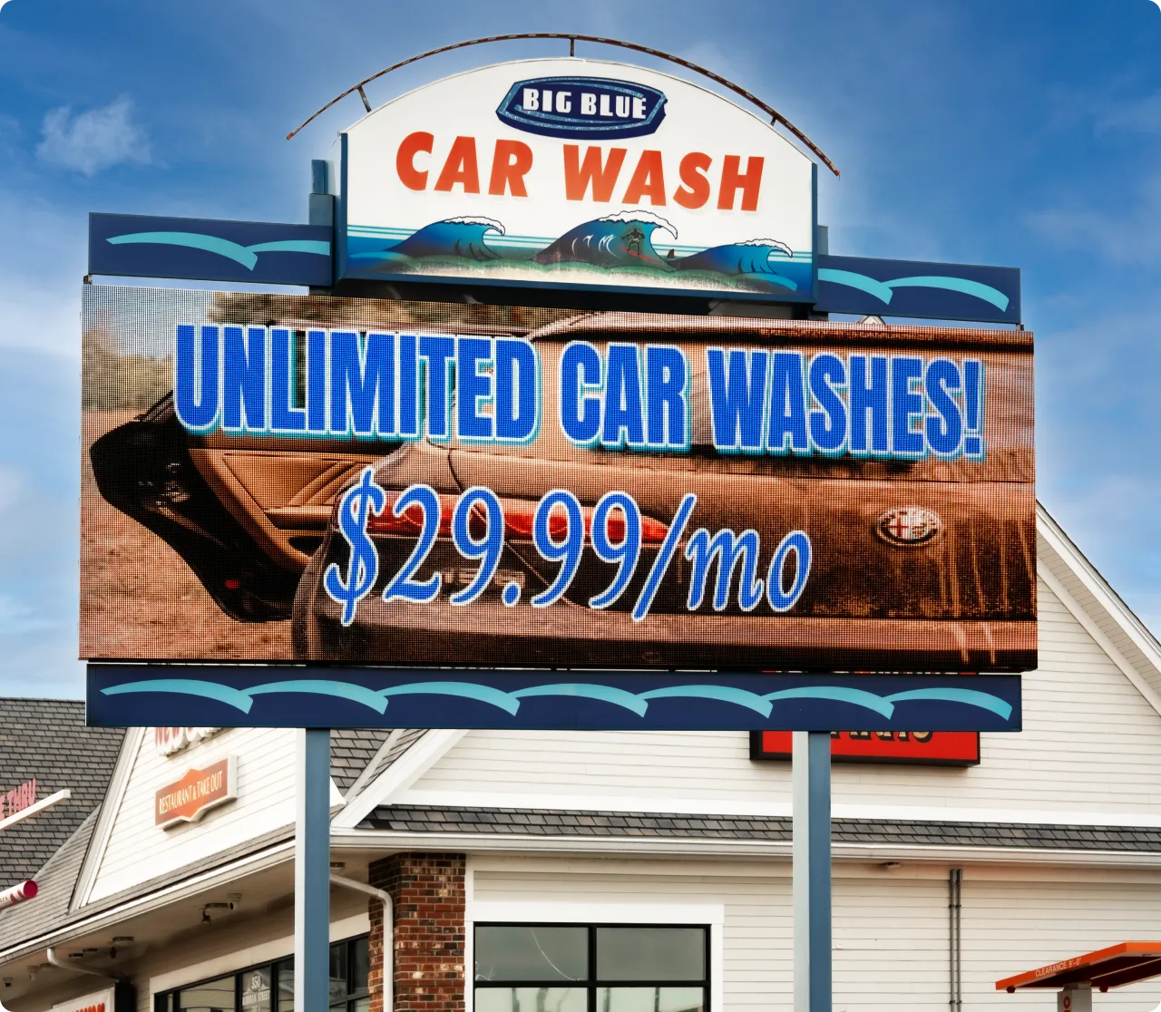 Car wash LED sign