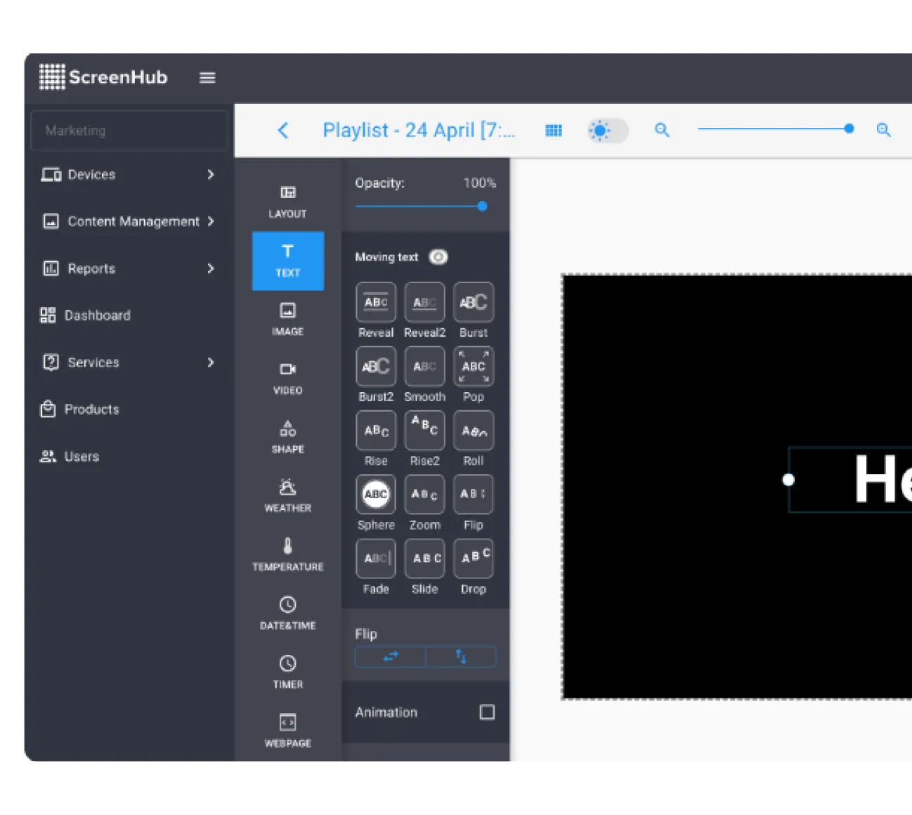 ScreenHub content editor