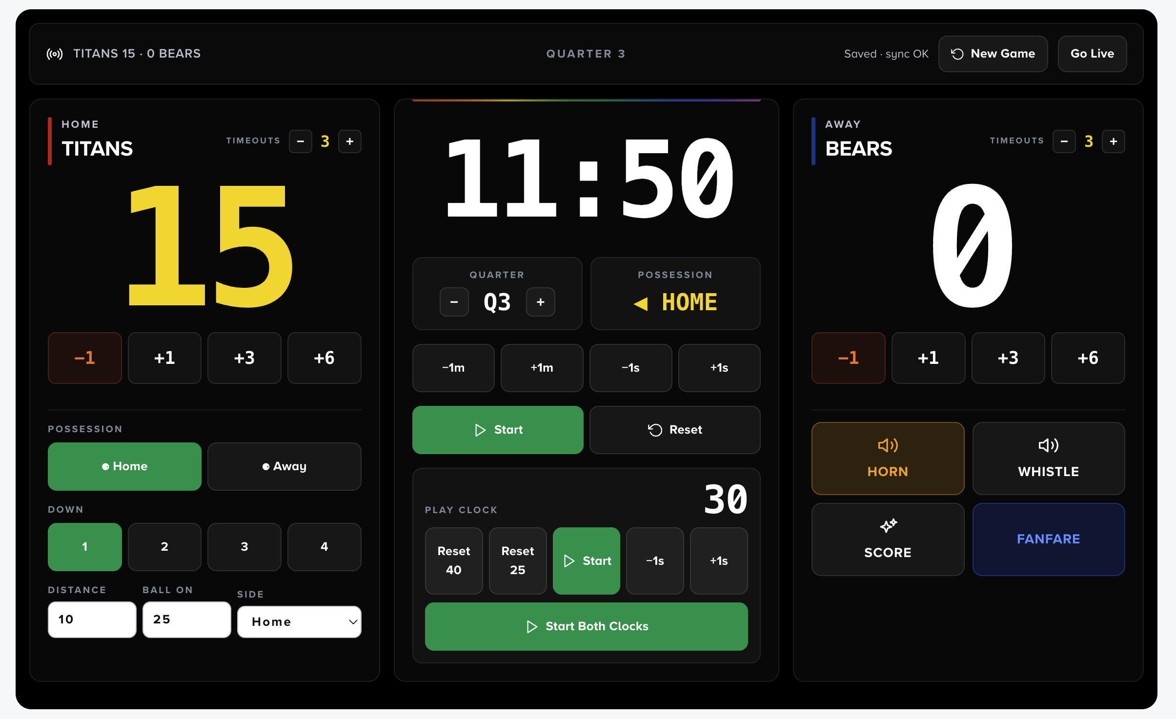 The Cirrus Scoreboard press-box console